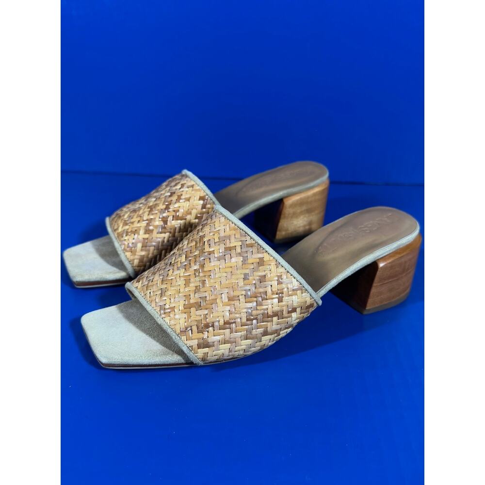JAMES | SMITH Womens The Sicily Slide Woven Mules Natural Rattan EU38/US7.5